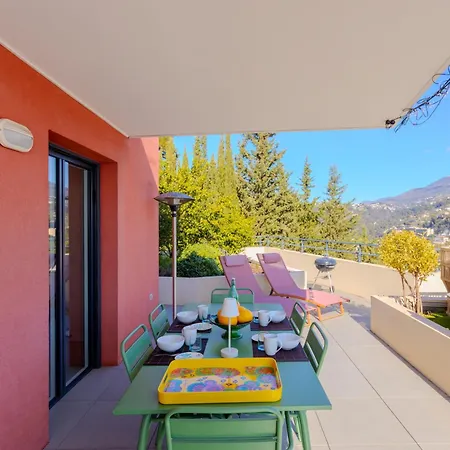 Hill A Terrasse 130m2, Vue Panoramique, Piscine, Parking Prive, Climatisation, Wifi Nizza
